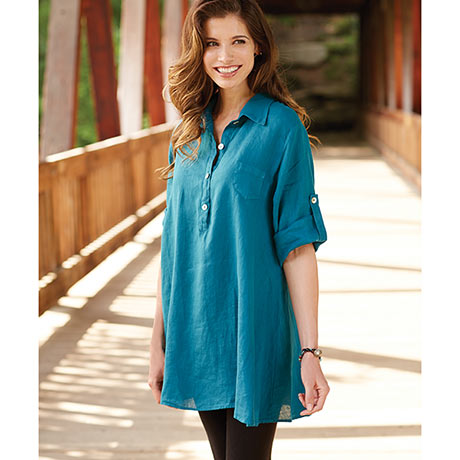 Product image for Polo Collar Linen Tunic