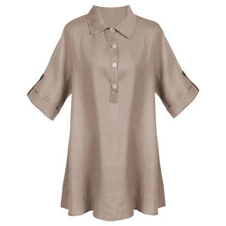 Product image for Polo Collar Linen Tunic